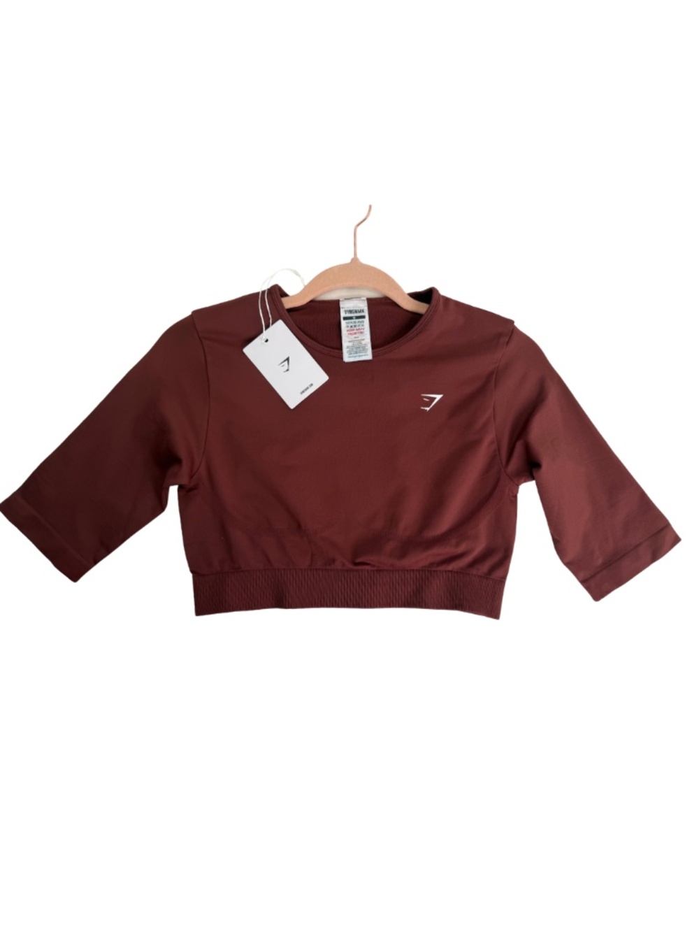 Gymshark Everyday Seamless Long Sleeve Crop Top - M - burgundy brown color - NWT